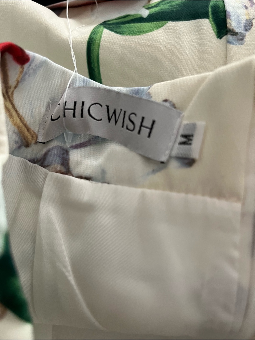 Chicwish White Floral Midi Skirt with Green Leaves - Picture 8 of 8